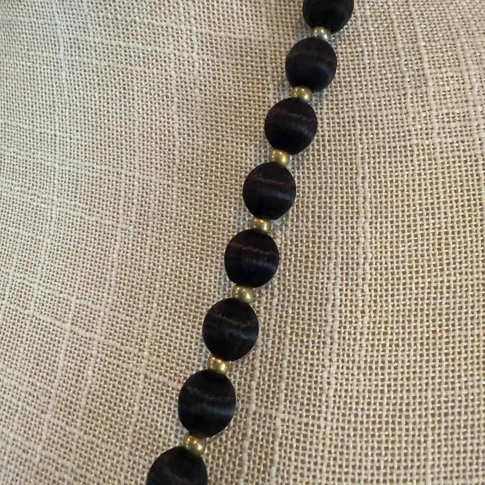 BLACK SILK THREAD Beaded Necklace